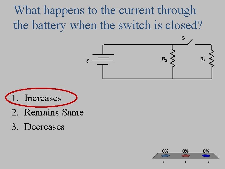 What happens to the current through the battery when the switch is closed? 1. What happens to the current through the battery when the switch is closed? 1.