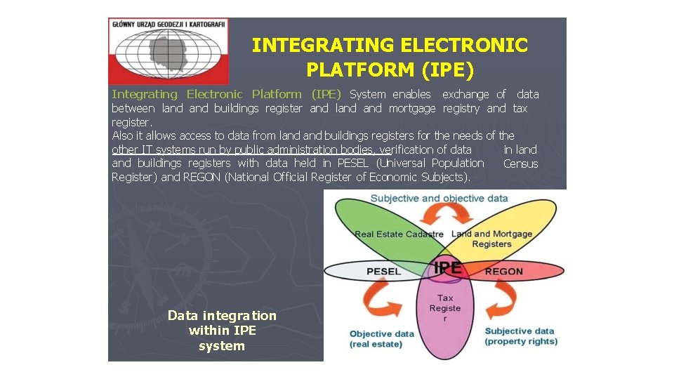 INTEGRATING ELECTRONIC PLATFORM (IPE) Integrating Electronic Platform (IPE) System enables exchange of data between