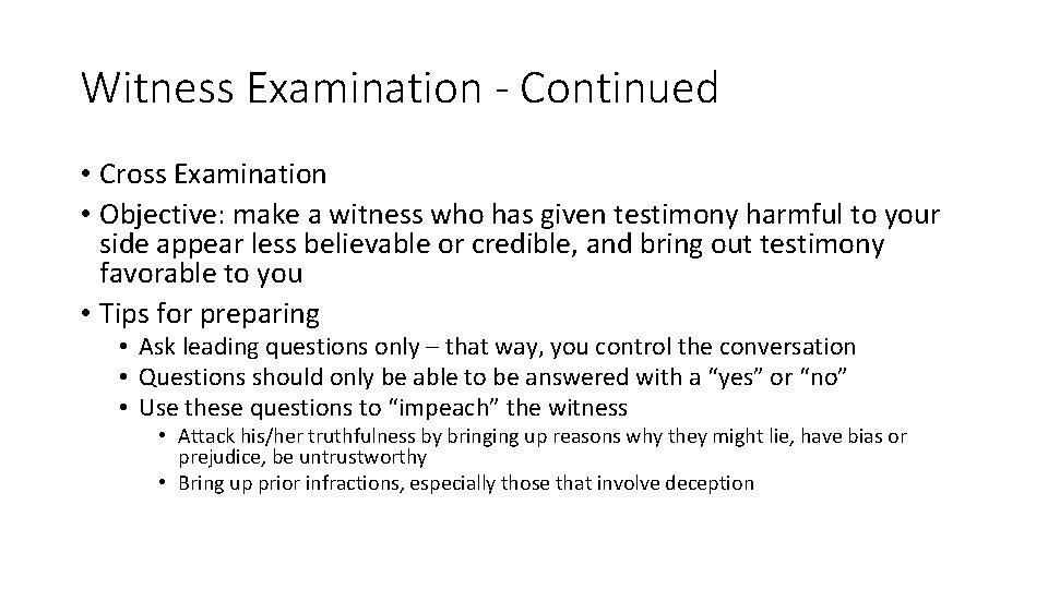 Objective Witness Trial Procedures and Tips for Preparing Opening Statements