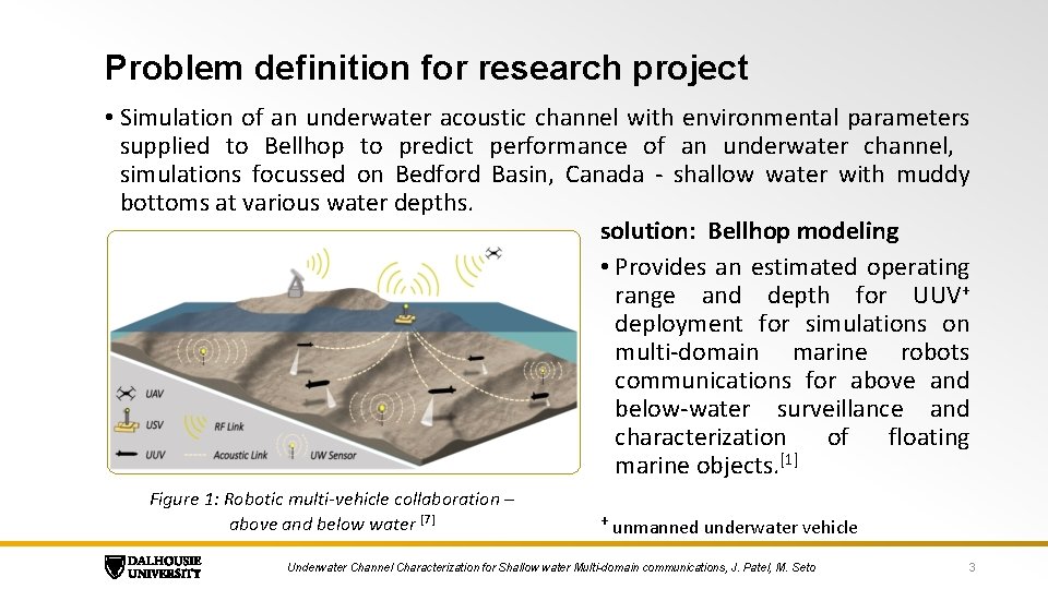 Problem definition for research project • Simulation of an underwater acoustic channel with environmental
