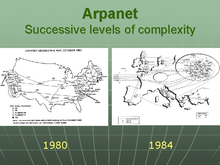 Arpanet Successive levels of complexity 1980 1984 