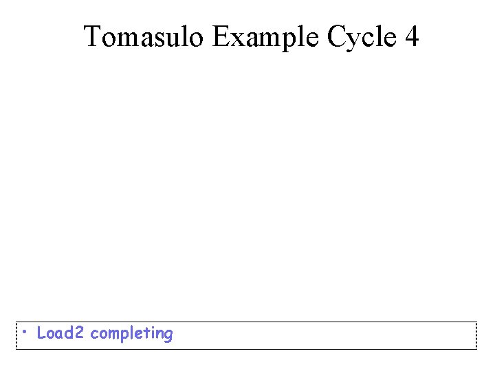 Tomasulo Example Cycle 4 • Load 2 completing 