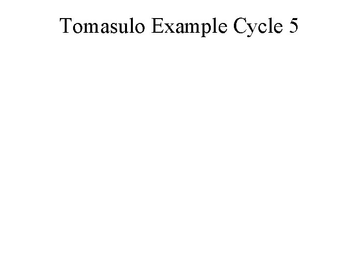 Tomasulo Example Cycle 5 