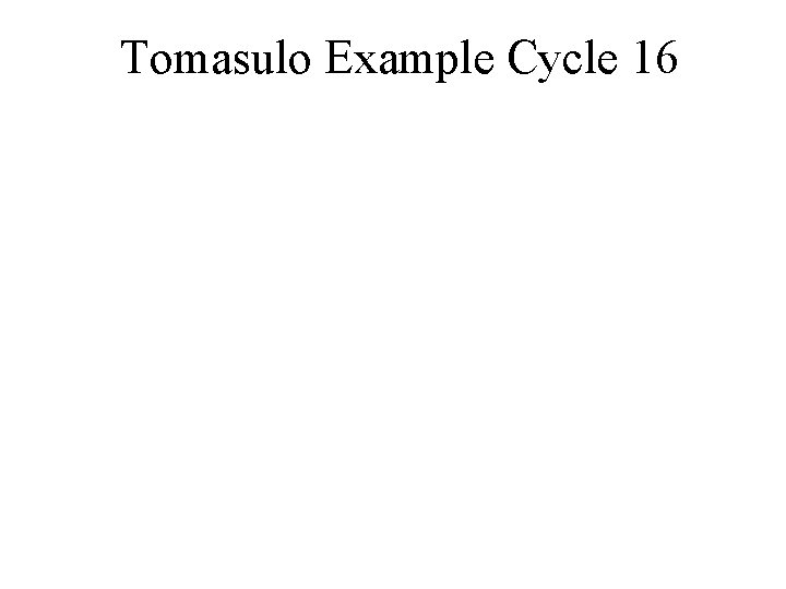 Tomasulo Example Cycle 16 