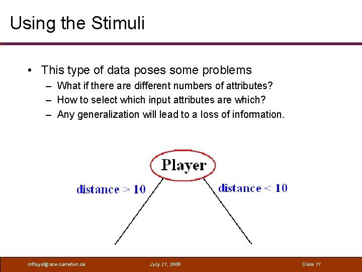 Using the Stimuli • This type of data poses some problems – What if