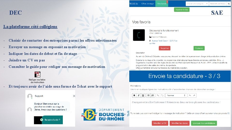 DEC La plateforme côté collégiens - Choisir de contacter des entreprises parmi les offres