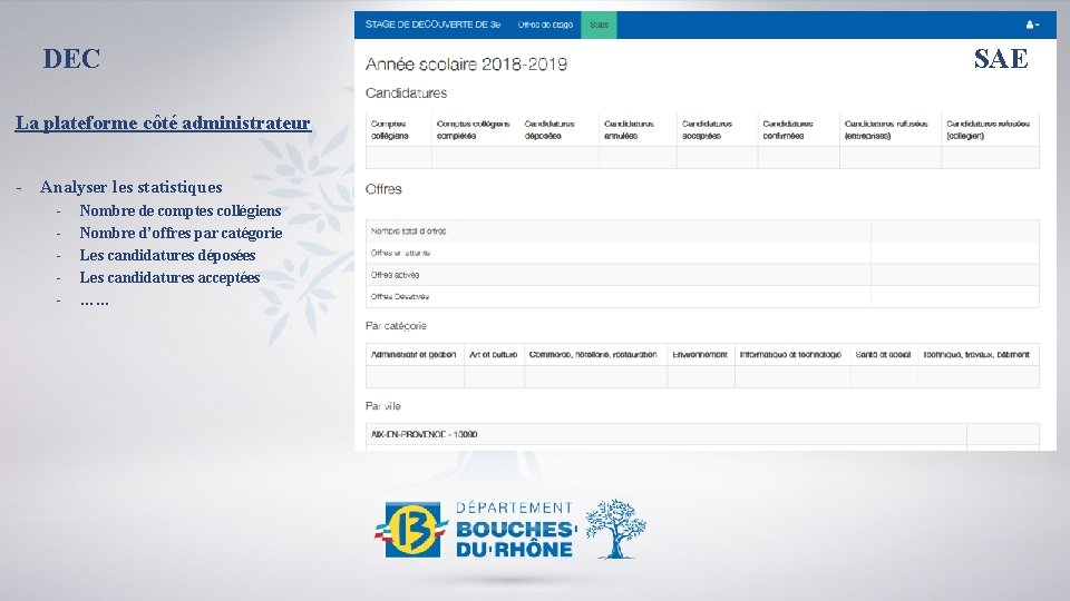 DEC La plateforme côté administrateur - Analyser les statistiques - Nombre de comptes collégiens