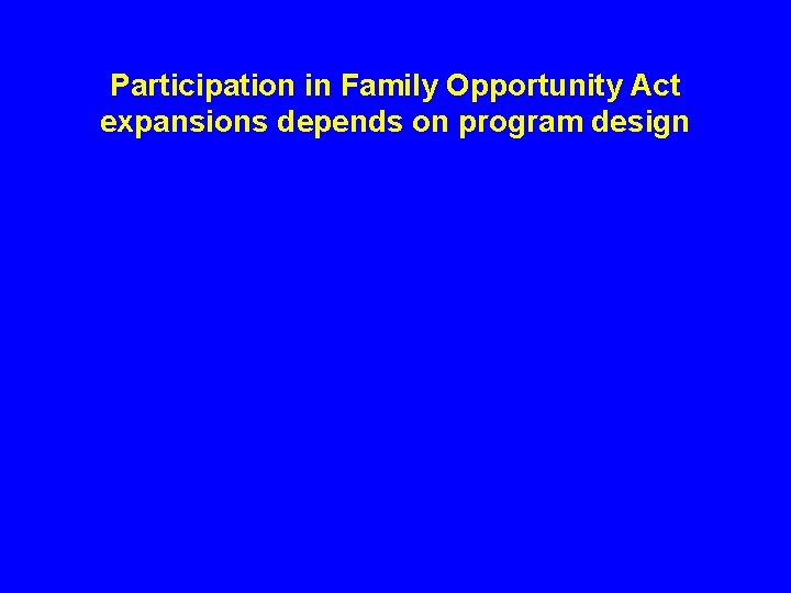 Participation in Family Opportunity Act expansions depends on program design 