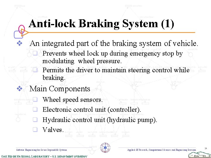 Anti-lock Braking System (1) v An integrated part of the braking system of vehicle.