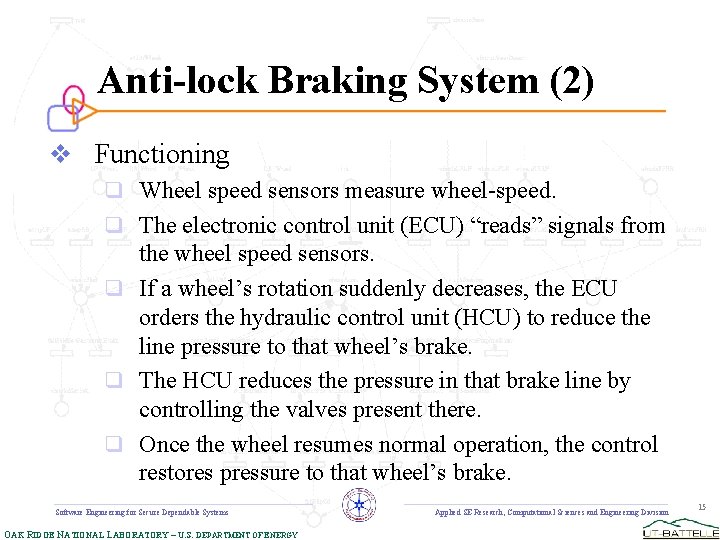 Anti-lock Braking System (2) v Functioning q Wheel speed sensors measure wheel-speed. q The