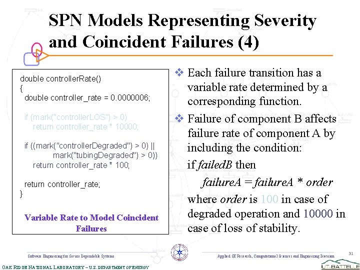 SPN Models Representing Severity and Coincident Failures (4) double controller. Rate() { double controller_rate