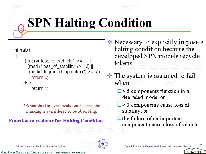 SPN Halting Condition v Necessary to explicitly impose a int halt() { if((mark("loss_of_vehicle") >=