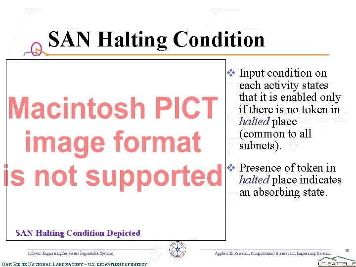 SAN Halting Condition v Input condition on each activity states that it is enabled