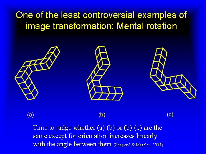 One of the least controversial examples of image transformation: Mental rotation Time to judge