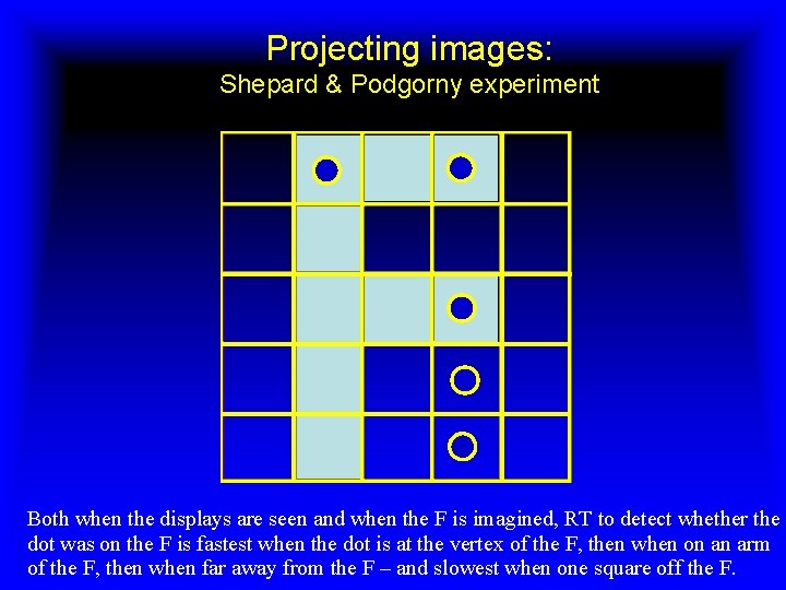 Projecting images: Shepard & Podgorny experiment Both when the displays are seen and when