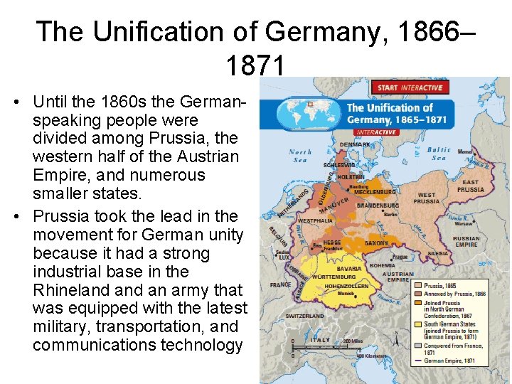 The Unification of Germany, 1866– 1871 • Until the 1860 s the Germanspeaking people