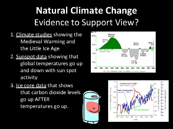 Natural Climate Change Evidence to Support View? 1. Climate studies showing the Medieval Warming