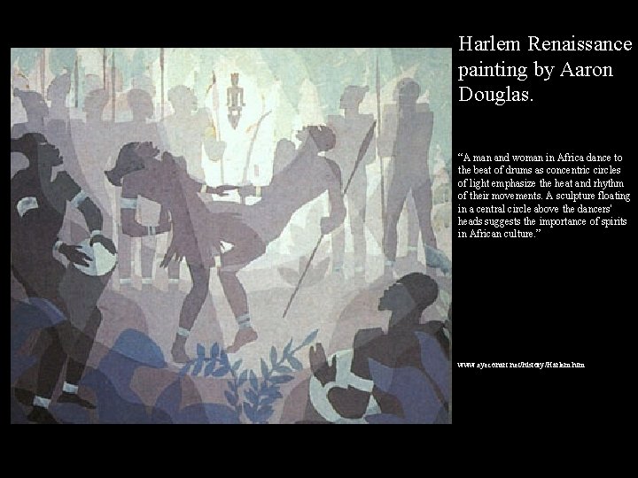 Harlem Renaissance painting by Aaron Douglas. “A man and woman in Africa dance to Harlem Renaissance painting by Aaron Douglas. “A man and woman in Africa dance to
