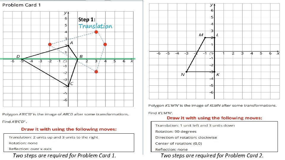Step 1: Translation Two steps are required for Problem Card 1. Two steps are