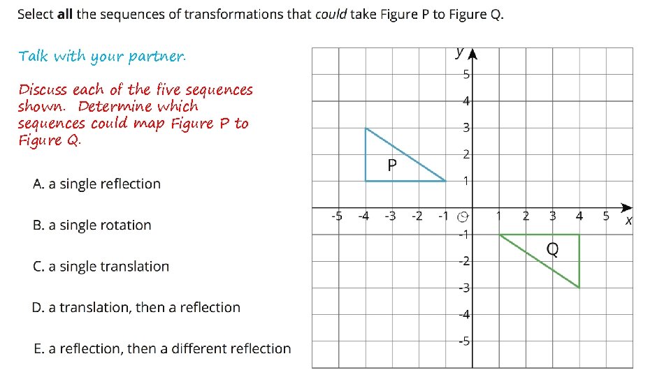 Talk with your partner. Discuss each of the five sequences shown. Determine which sequences