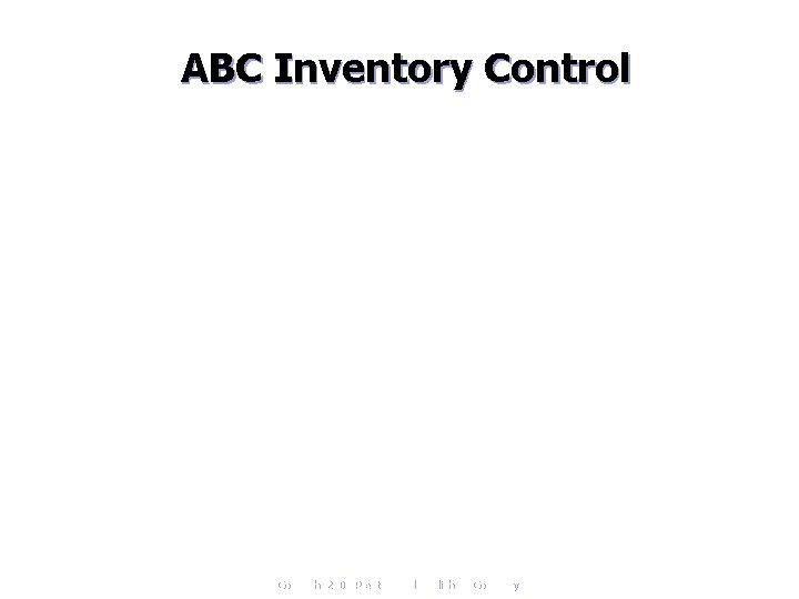 ABC Inventory Control Copyright 2006 Prentice Hall Publishing Company 9 