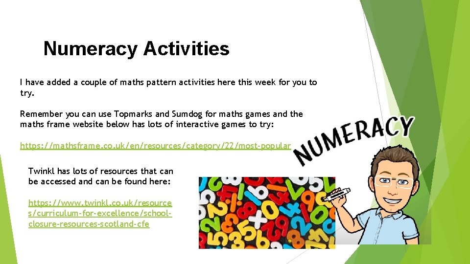 Numeracy Activities I have added a couple of maths pattern activities here this week
