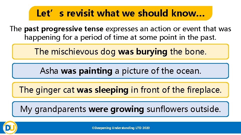 Let’s revisit what we should know… The past progressive tense expresses an action or Let’s revisit what we should know… The past progressive tense expresses an action or