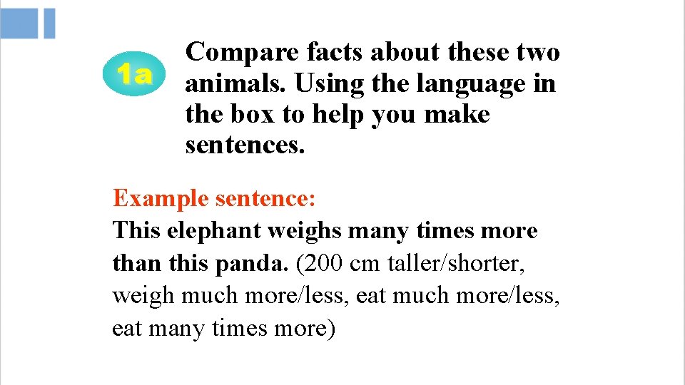 1 a Compare facts about these two animals. Using the language in the box