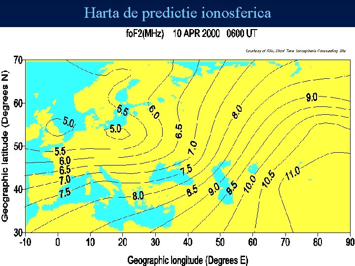 Harta de predictie ionosferica Courtesy of RAL Short Term Ionospheric Forecasting Site 