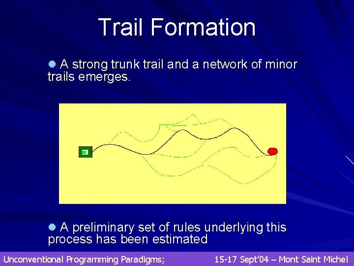 Trail Formation l A strong trunk trail and a network of minor trails emerges. Trail Formation l A strong trunk trail and a network of minor trails emerges.