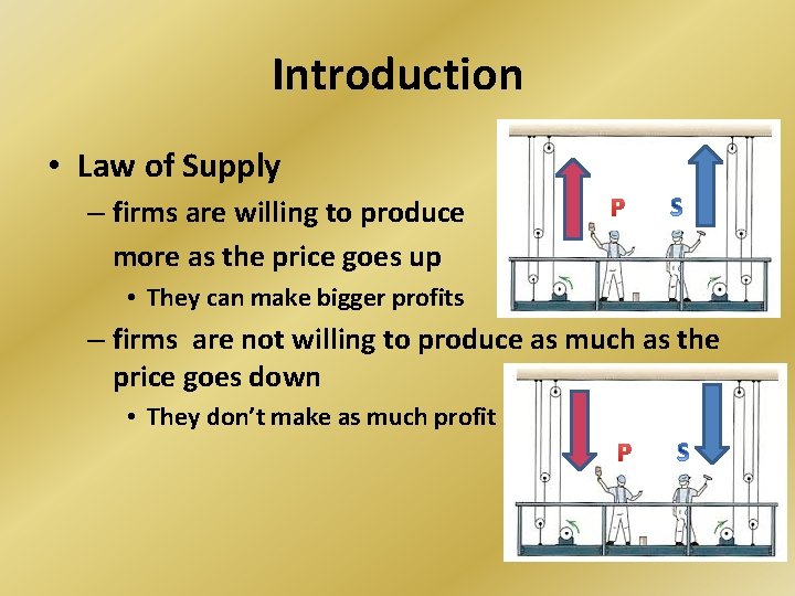Introduction • Law of Supply – firms are willing to produce more as the