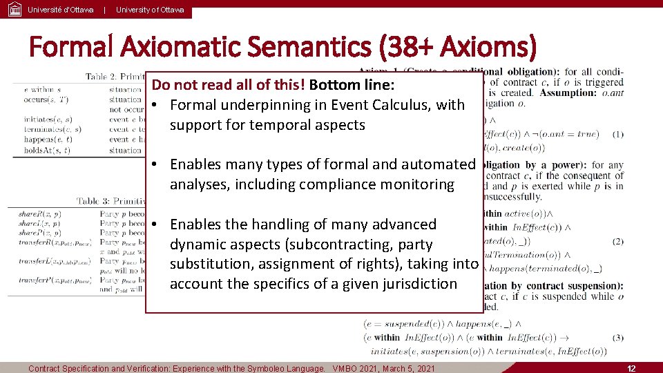 Université d’Ottawa | University of Ottawa Formal Axiomatic Semantics (38+ Axioms) Do not read
