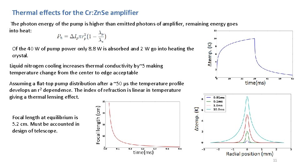 Thermal effects for the Cr: Zn. Se amplifier The photon energy of the pump