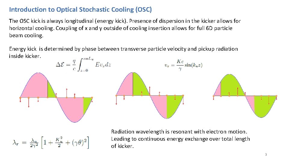 Introduction to Optical Stochastic Cooling (OSC) The OSC kick is always longitudinal (energy kick).