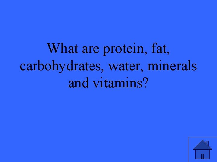 What are protein, fat, carbohydrates, water, minerals and vitamins? 