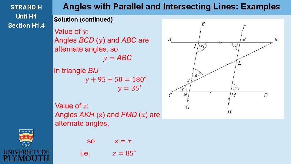 STRAND H Unit H 1 Section H 1. 4 Angles with Parallel and Intersecting