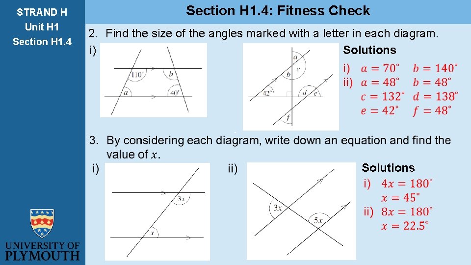STRAND H Unit H 1 Section H 1. 4: Fitness Check 2. Find the