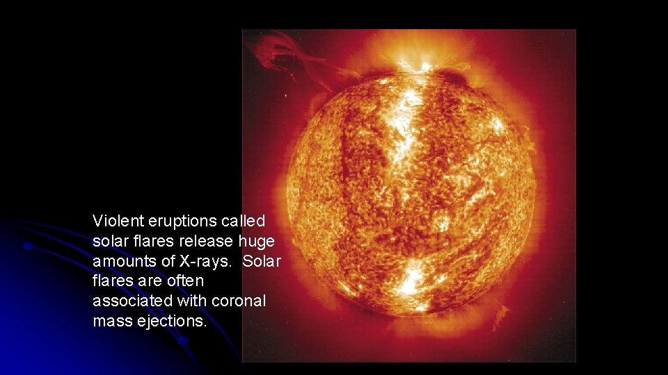 Violent eruptions called solar flares release huge amounts of X-rays. Solar flares are often