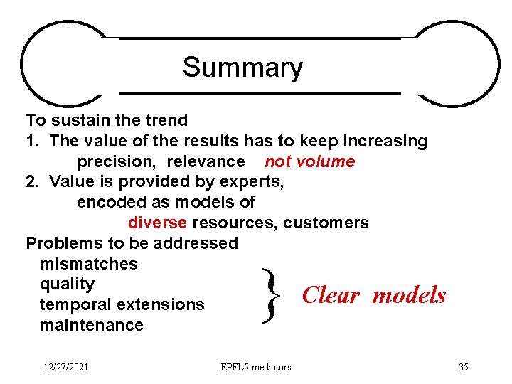 Summary To sustain the trend 1. The value of the results has to keep