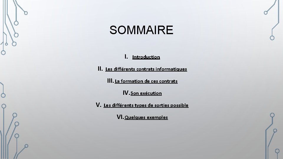 SOMMAIRE I. II. Introduction Les différents contrats informatiques III. La formation de ces contrats