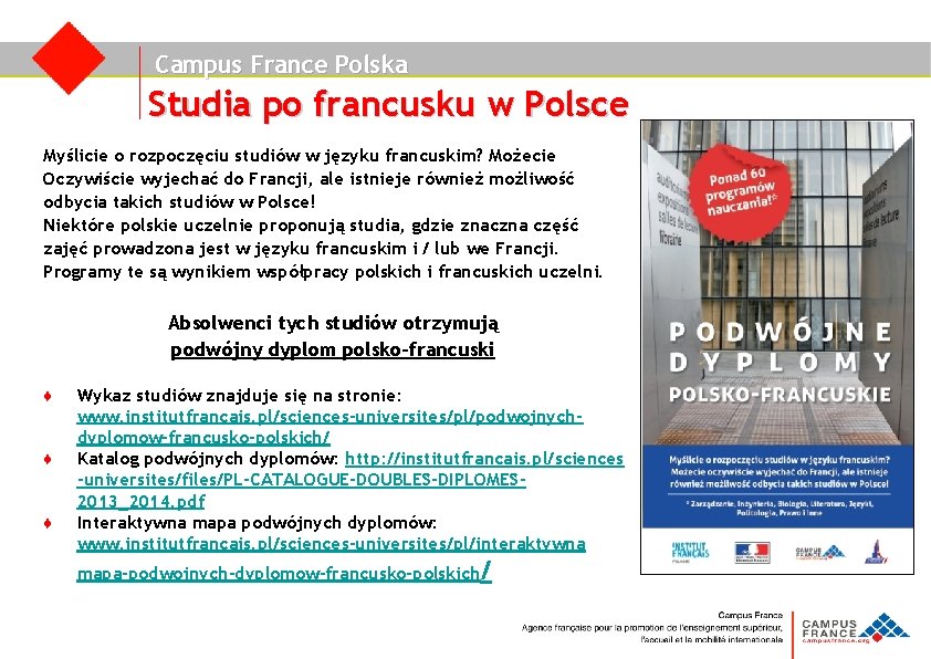 Campus France Polska Studia po francusku w Polsce Myślicie o rozpoczęciu studiów w języku