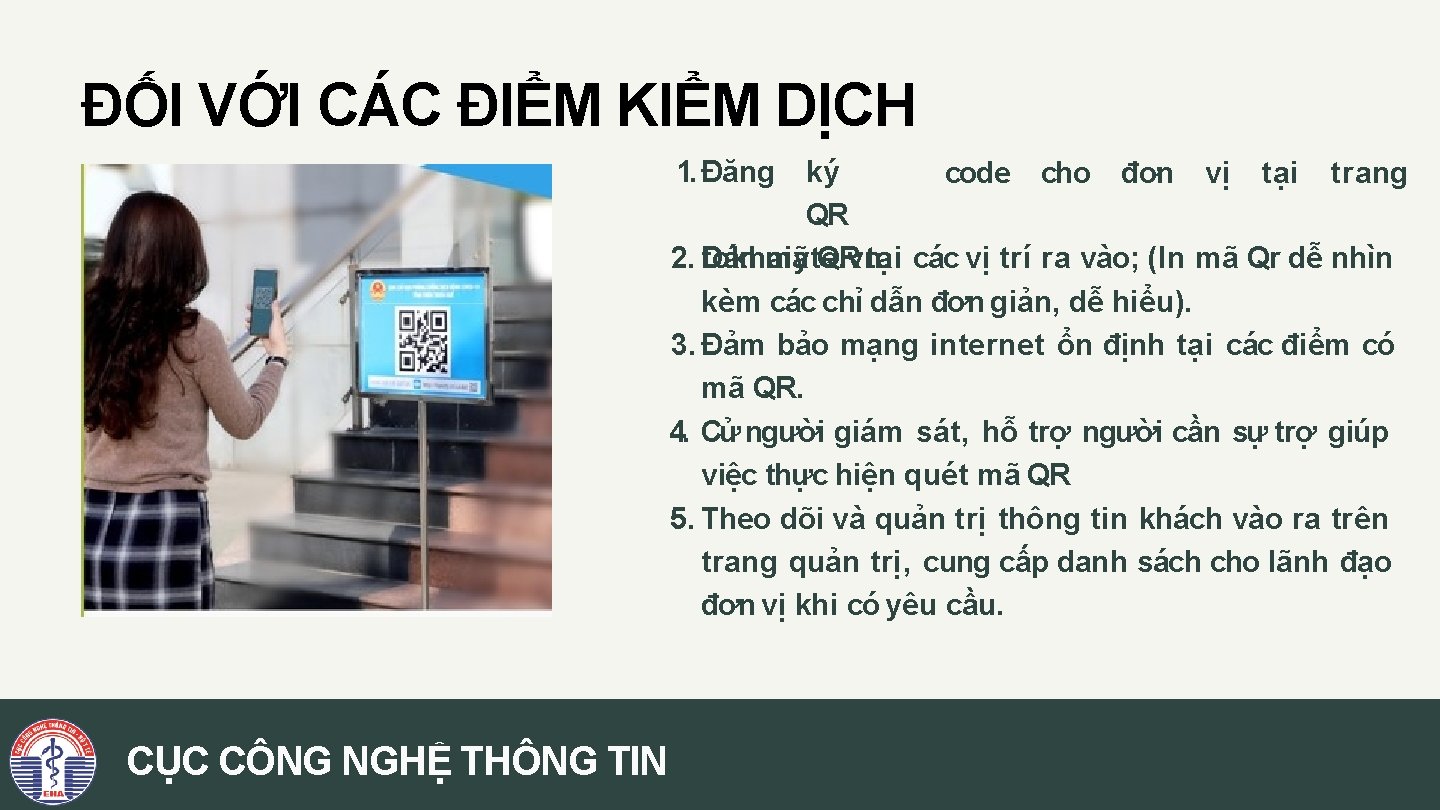 ĐỐI VỚI CÁC ĐIỂM KIỂM DỊCH 1. Đăng ký code cho đơn vị tại