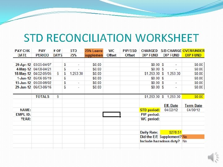 STD RECONCILIATION WORKSHEET 