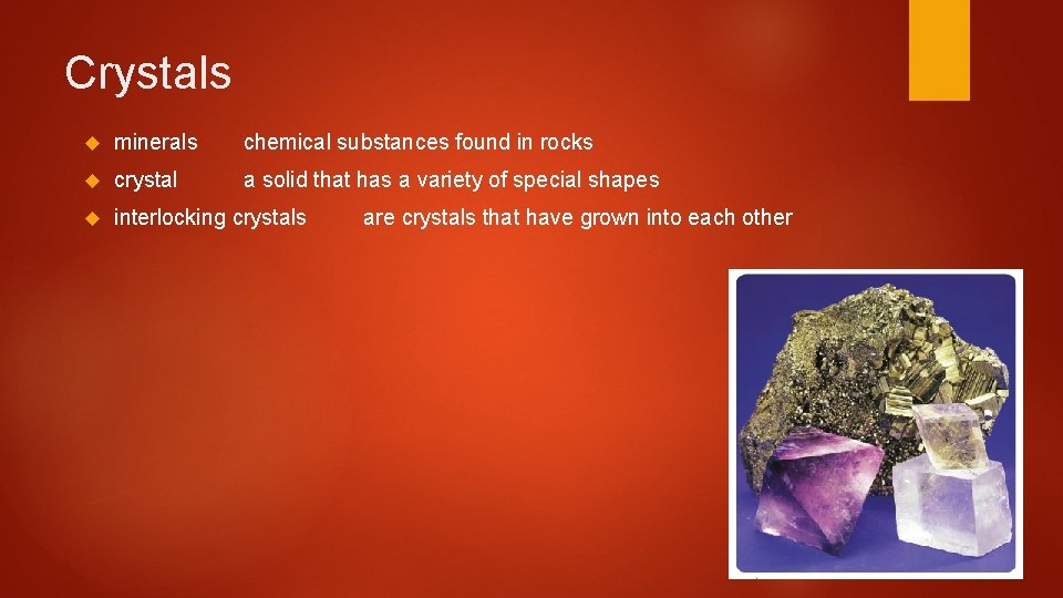 Crystals minerals chemical substances found in rocks crystal a solid that has a variety