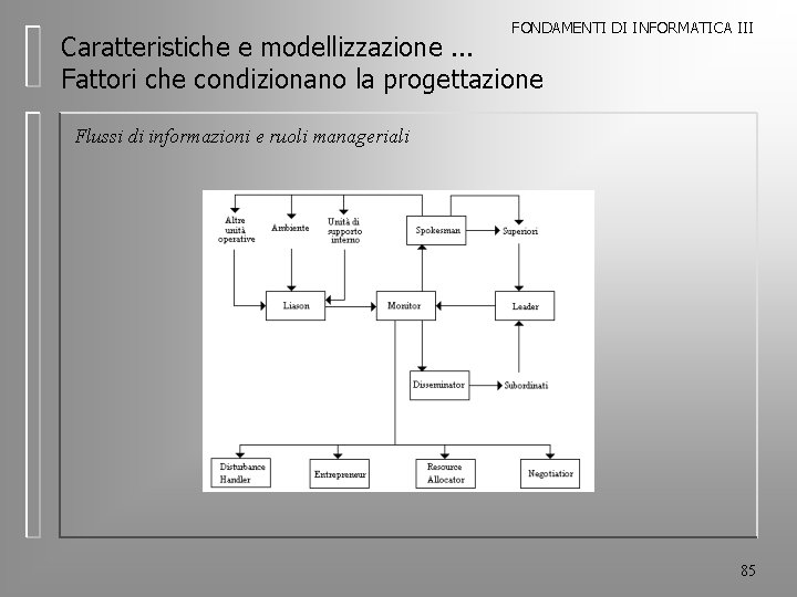 FONDAMENTI DI INFORMATICA III Caratteristiche e modellizzazione. . . Fattori che condizionano la progettazione