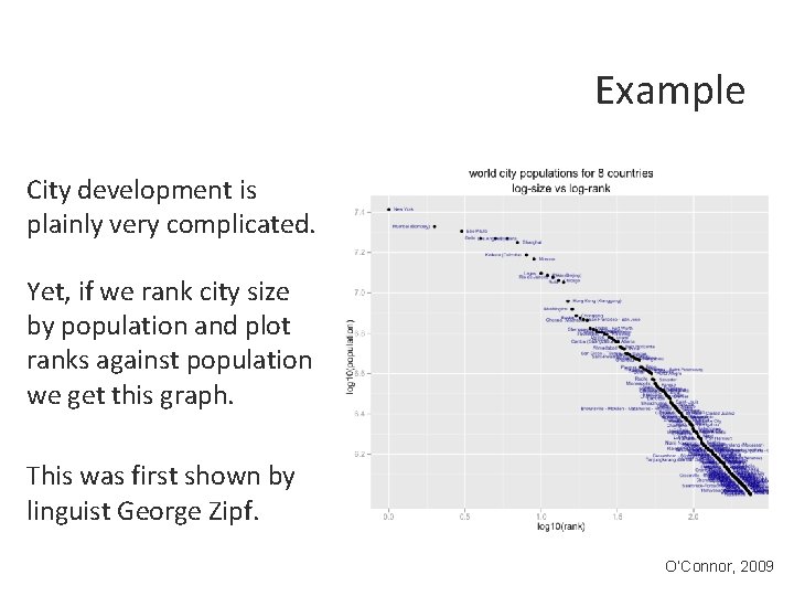 Example City development is plainly very complicated. Yet, if we rank city size by