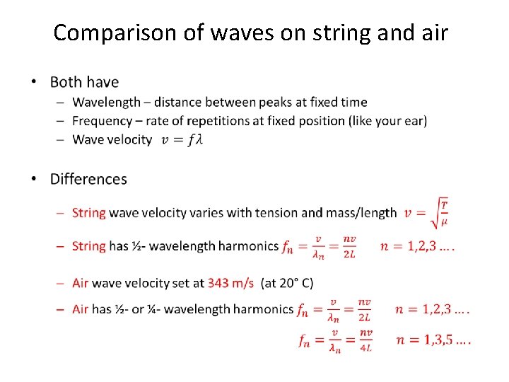 Comparison of waves on string and air • 