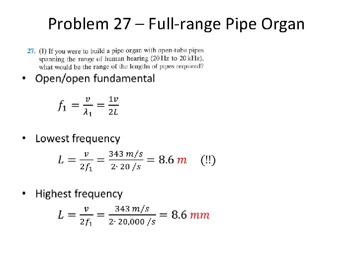 Problem 27 – Full-range Pipe Organ • 
