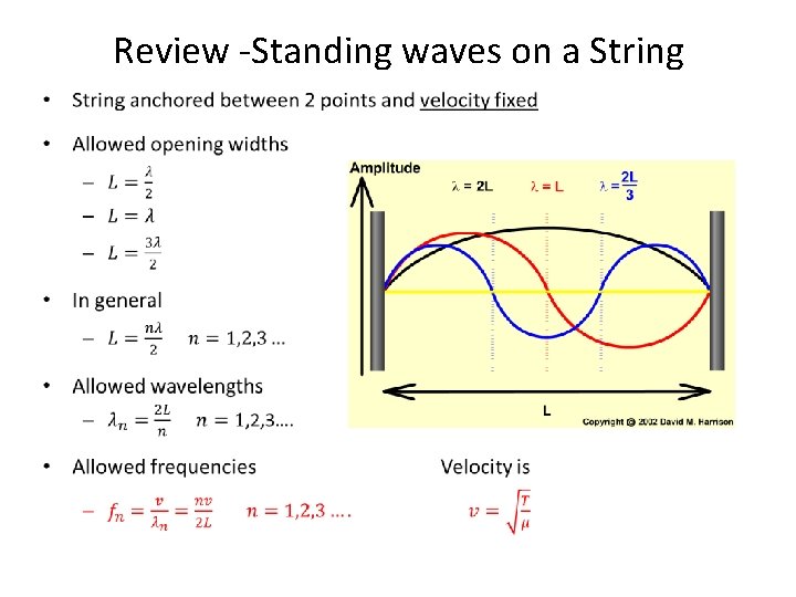 Review -Standing waves on a String • 