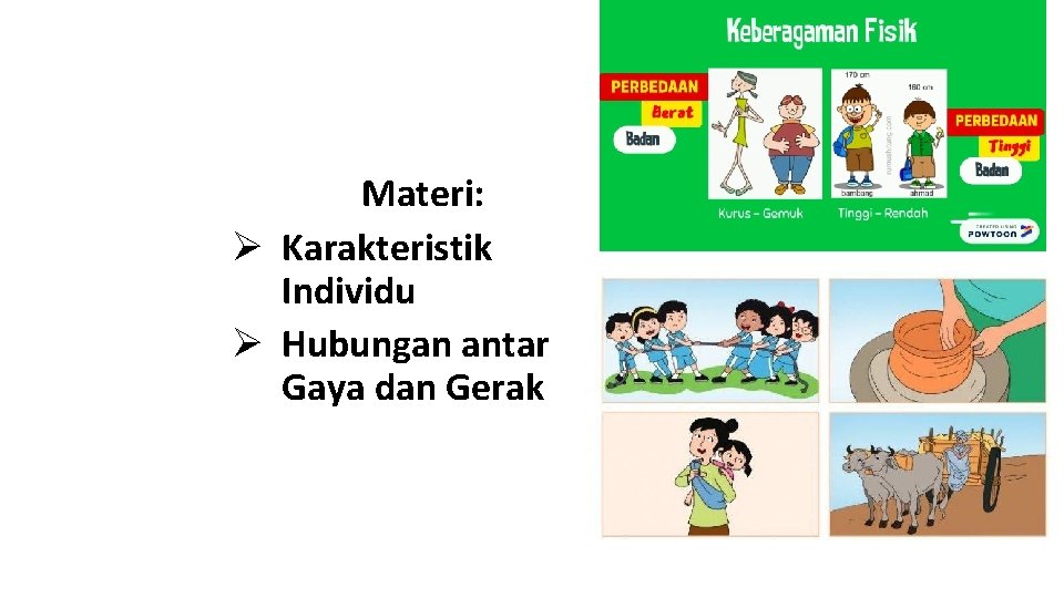 Materi: Ø Karakteristik Individu Ø Hubungan antar Gaya dan Gerak 